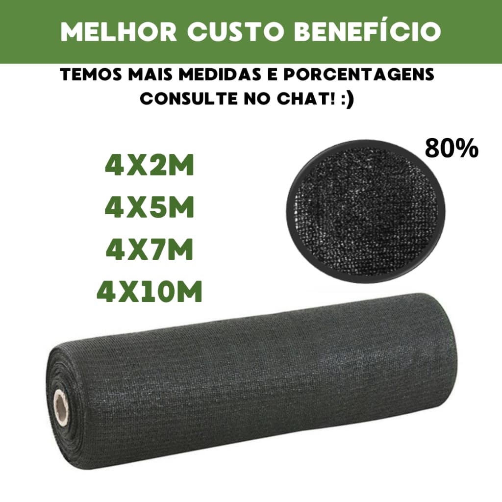 Tela Sombrite Sombreamento 80% Para Horta Jardim Viveiro Estufa Orquidário Pergolado Piscina Decoração