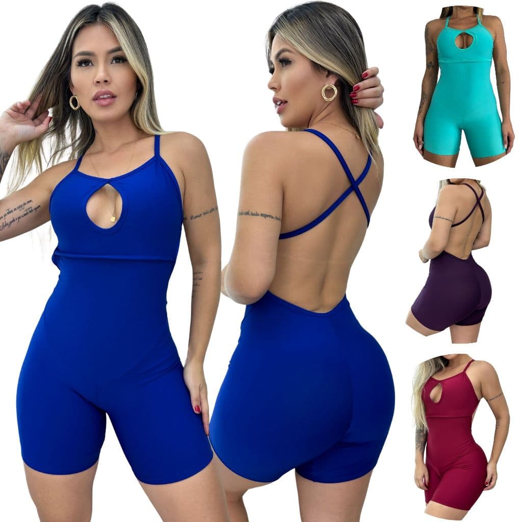 Macaquinho de Academia Fitness Shortinho Esporte Liso