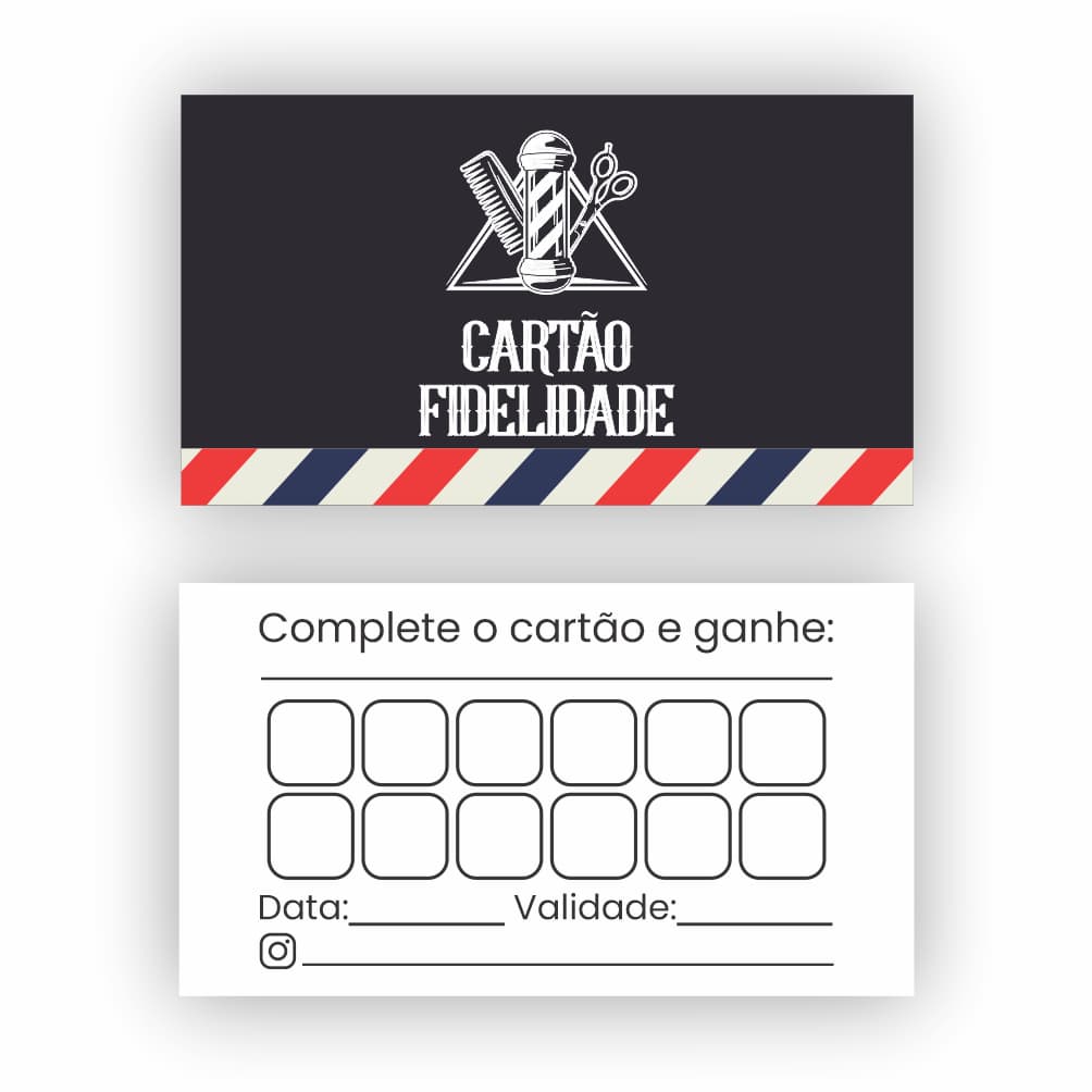 Cartão Fidelidade para barbearia | Cartão de Agradecimento ao Cliente para barbershop/serviços