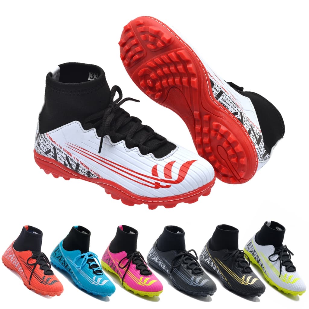 Chuteira Society Botinha Cano Longo Fut7 Escolinha Infantil 33 ao 45 Totalmente Costurada Reforçada