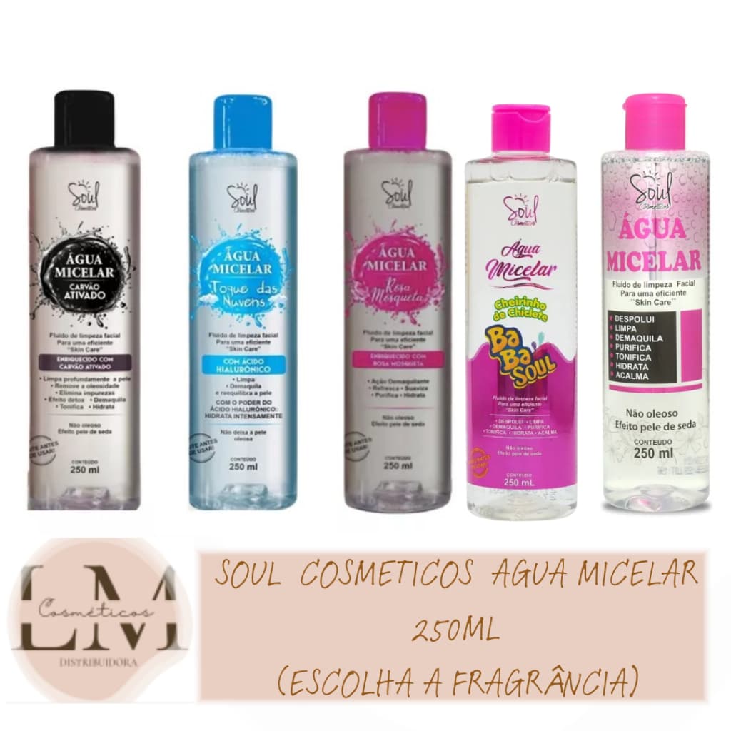 Água Micelar 250ml Soul Cosméticos (Escolha a Fragrância)