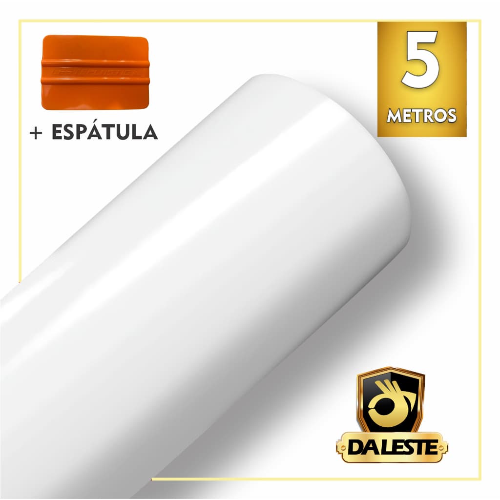 5 Metros Adesivo Branco Brilho + Espátula para Aplicação Móveis Geladeira Fogão Decoração