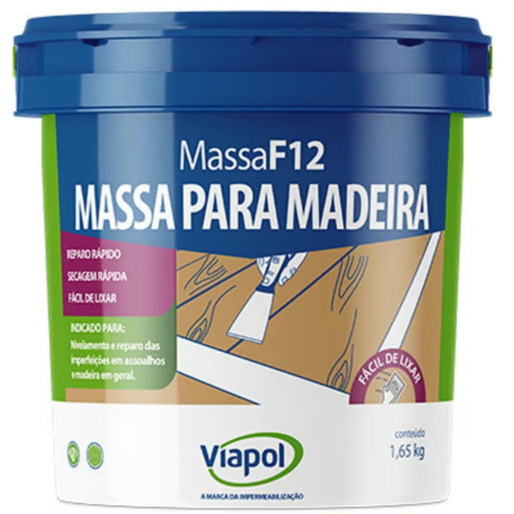 Massa Reparo F-12 Para Madeira 1,65 Kg Viapol