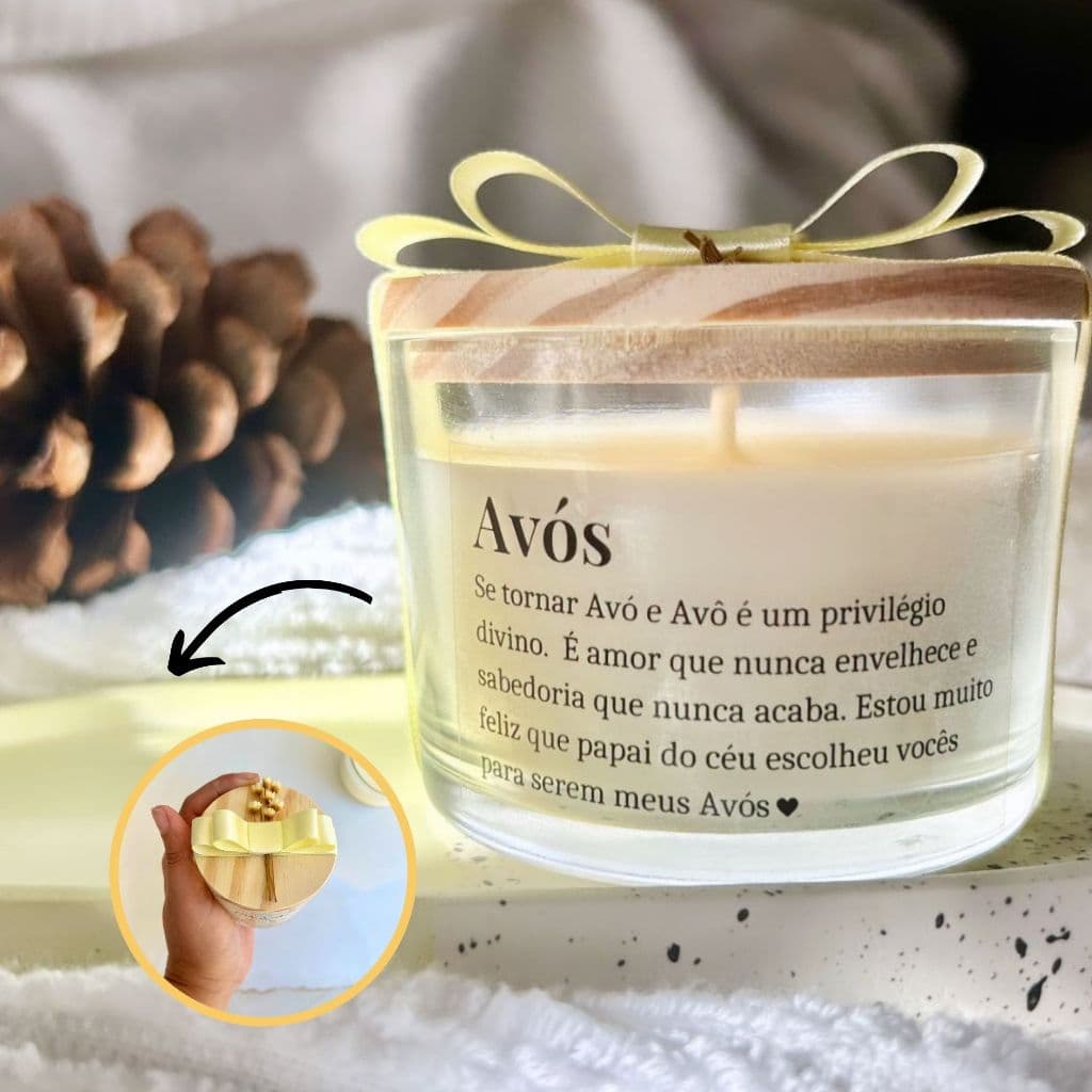 Vela Aromática 100g c/ flor sempre viva - Avós-  PRONTA ENTREGA - LEIA A DESCRIÇÃO!!