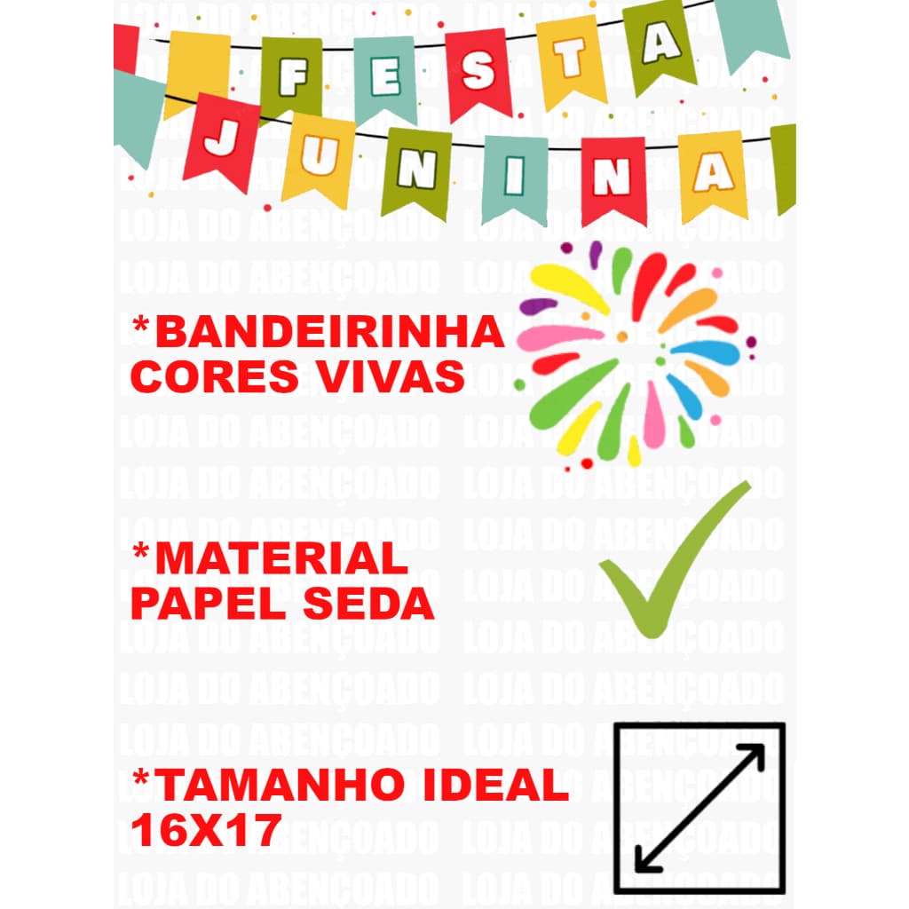 Bandeirinhas juninas em papel de seda – 500m, 100m ou 50m. Perfeito para festas, quermesses e decoração.