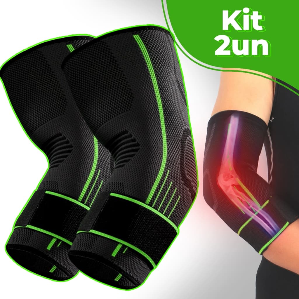 Kit 2 Cotoveleira Ortopédica Compressao Ajustável Academia Epicondilite Dor Par Cutuveleira Fitness
