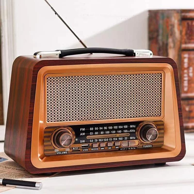 Rádio Portátil Vintage Retro Recarregável GoldenUltra GT-2066 - AM /FM / Card / PenDrive