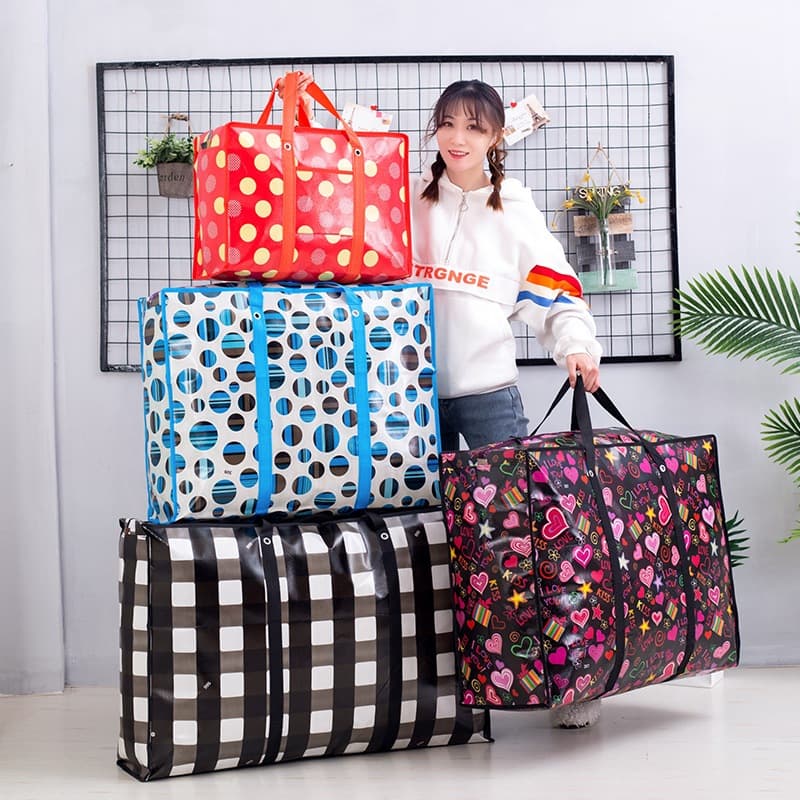 Sacolão Bolsa Impermeávelcom Ziper Resistente - Grande e Estiloso para Viagens, Mudanças e Compras, com Padrões Sortidos