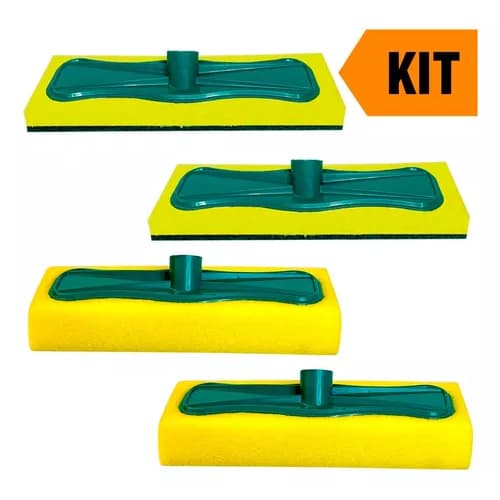 Kit 2 Esfregão Espuma Esponja Passa Cera Limpa Vidro Carro Placa Solar +2 Limpa Azulejo Piscina Piso