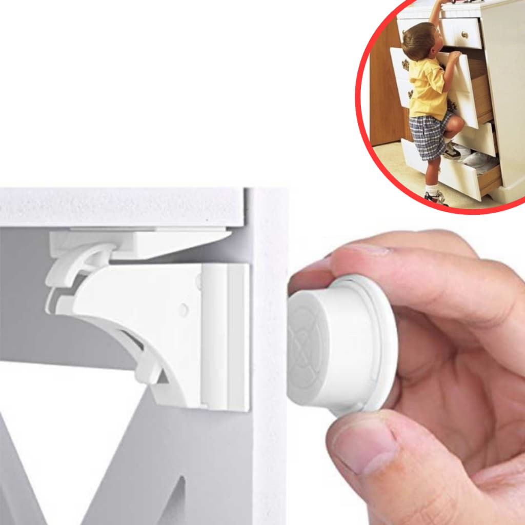 Kit 4 Travas Magnéticas Segurança Infantil Gavetas Armários Proteção Bebês Crianças Antiabertura