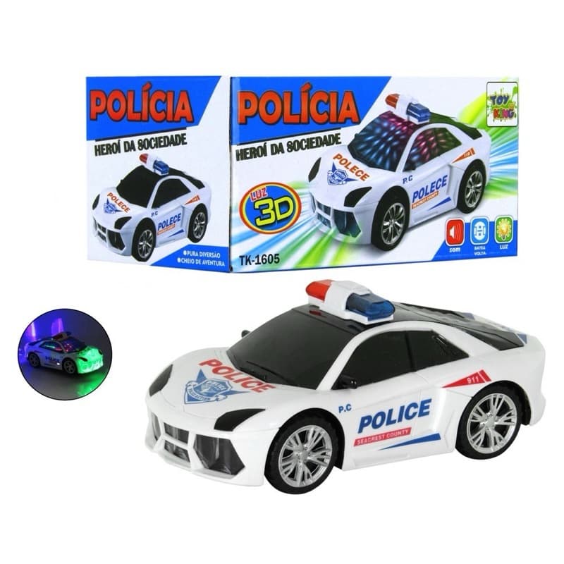 Carro de Policia Com luzes e Som que Bate e Volta Brinquedo.