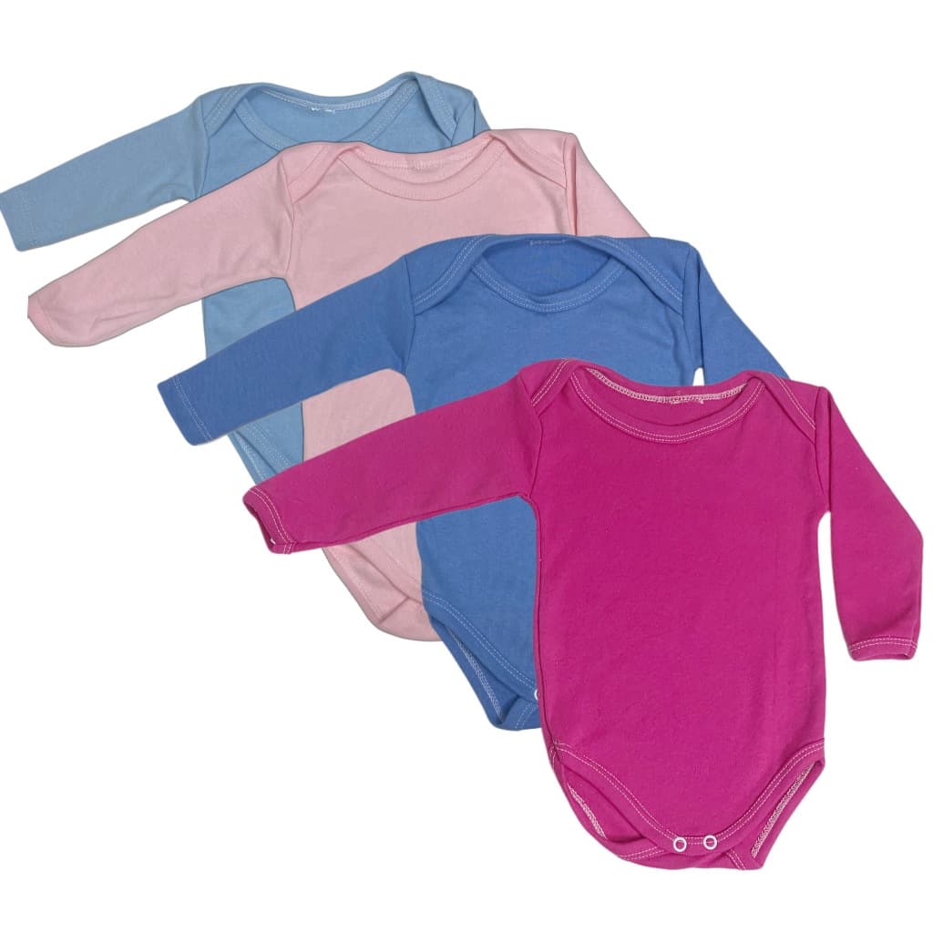 kit 3 Bodys para bebe manga longa infantil menina e menino algodão