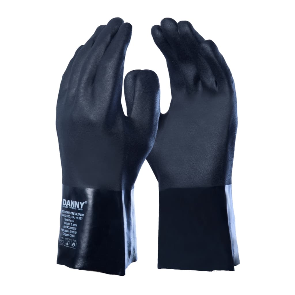 Luva PVC Preta 35cm Danny Petronit DA 12214D Química Resistente