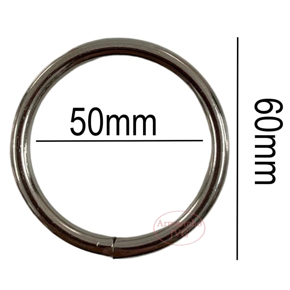 10un Argola 50mm Niquelada Ferro Alça Bolsa Cadarço Fita