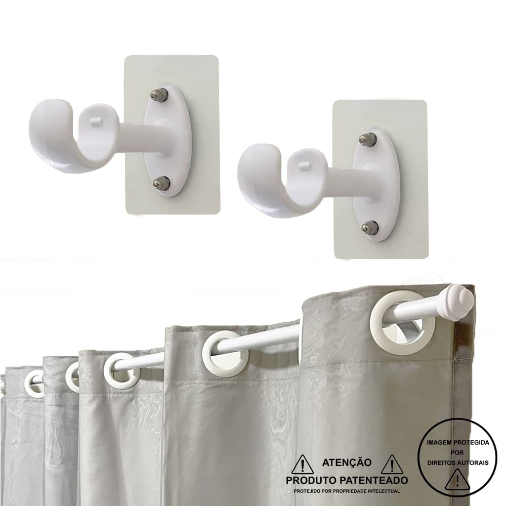 Suporte Cortina Adesivo Varão Até 28mm Exclusivo Par 2 Peças 10kg Varias Cores