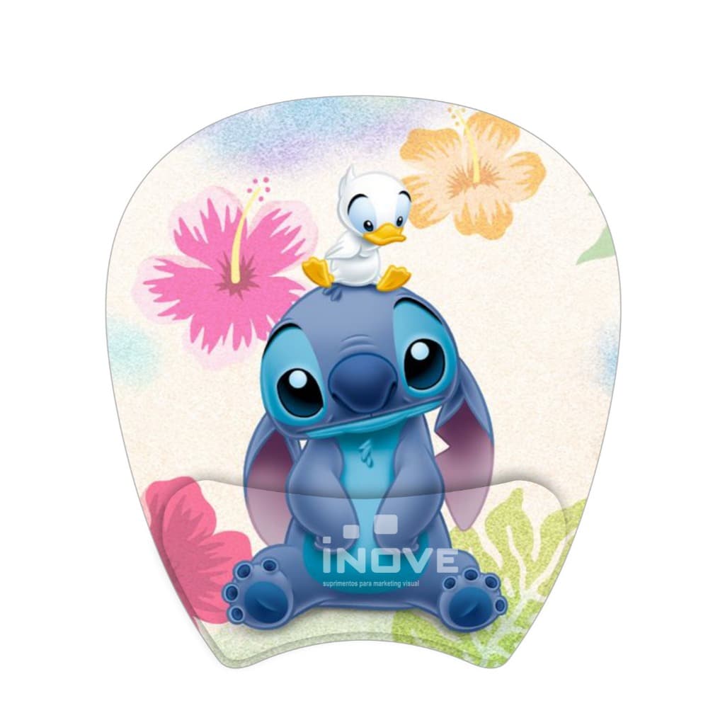 Mouse pad com apoio Lilo & Stich patinho
