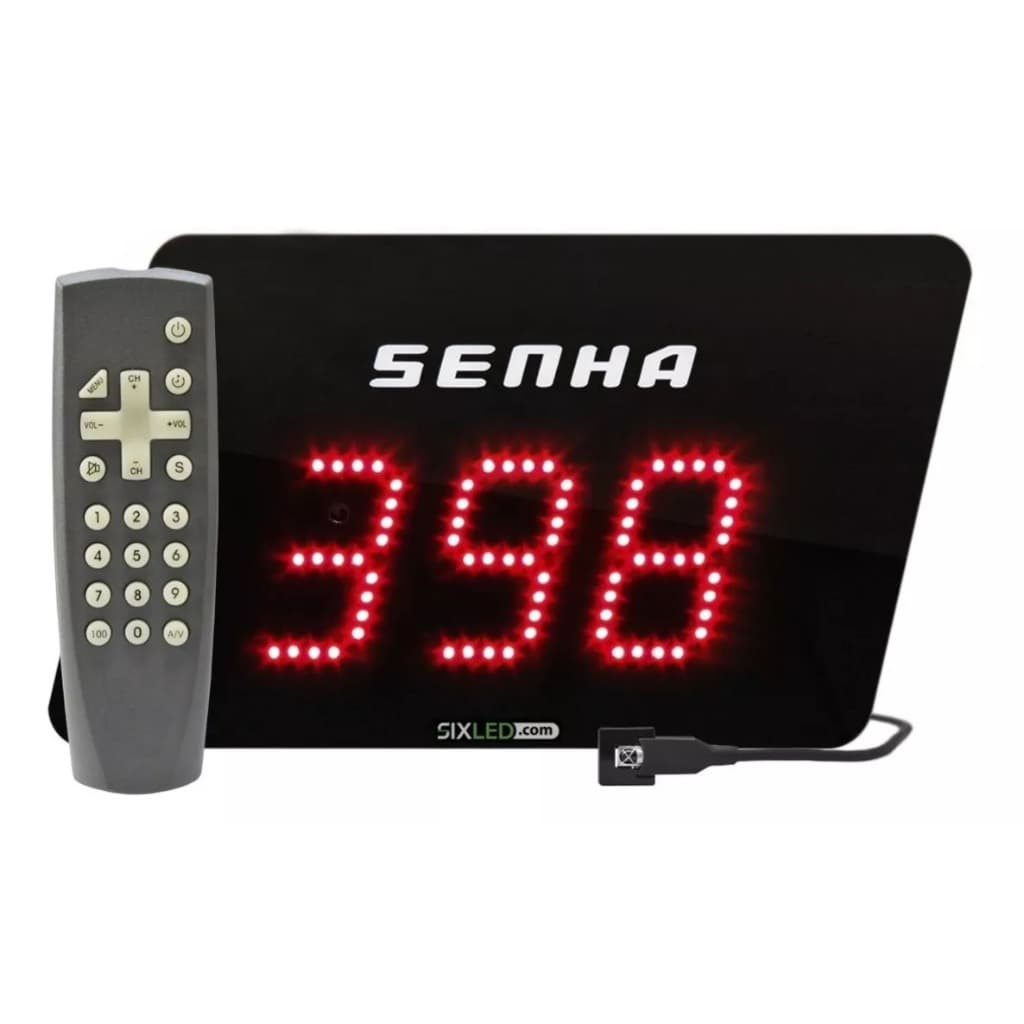 Painel Sixled Chamador de Senha Display Led Digital 3 Dígitos Com Controle Sequencial e Aleatório Barato