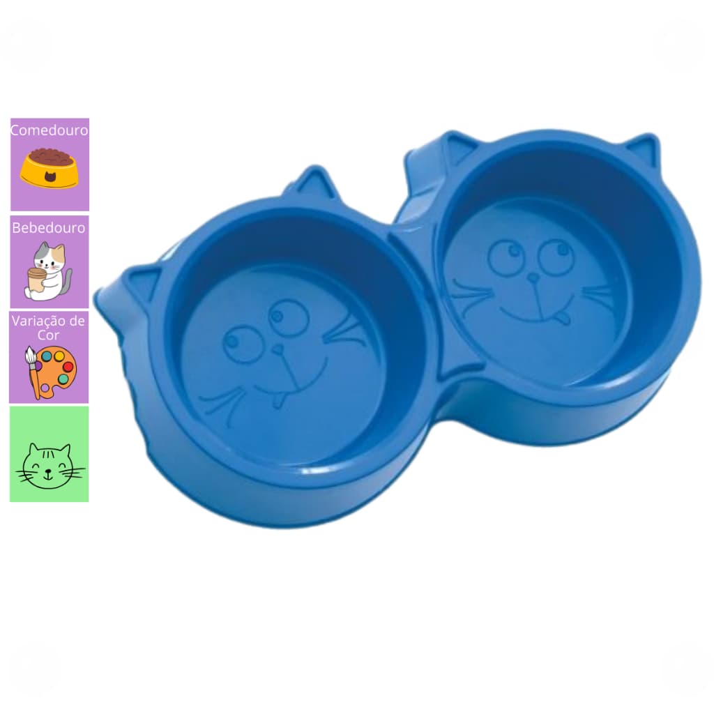 Comedouro Duplo para Gatos Fominha água e ração