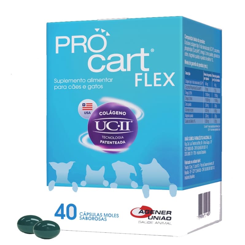 Pro Cart Flex Cães E Gatos (colágenos) C/ 40 Capsulas Agener