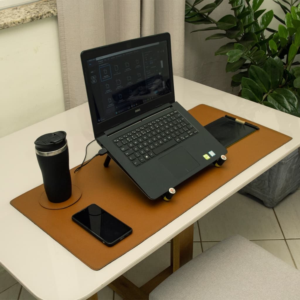 Desk Pad Mouse Couro Sintético Premium Escritório Setup Gamer Antiderrapante