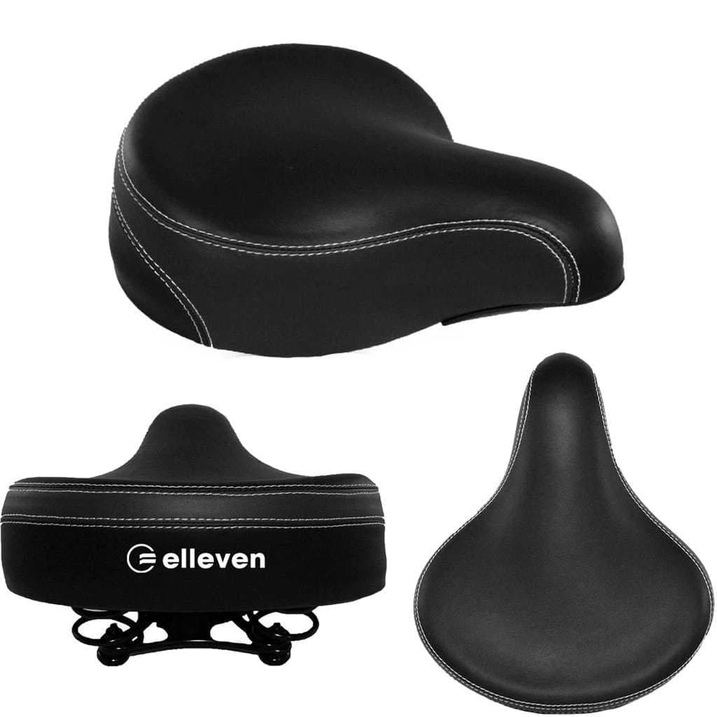 Selim Largo Elleven Beach 2 Molas banco bicicleta ergometrica  Bike spinning Grande cor Preto confortável 250x220mm