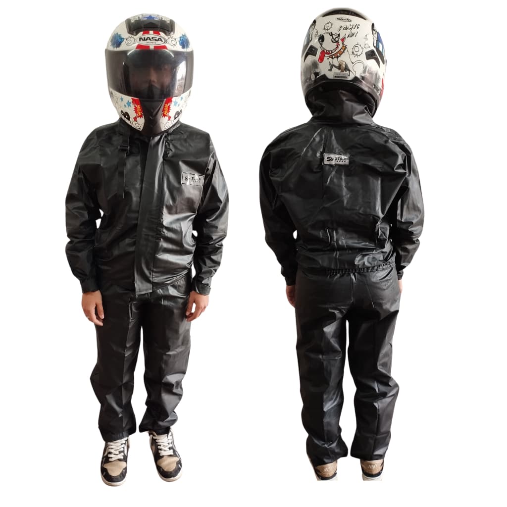 Capa De Chuva Infantil Unissex - Conjunto Calça Jaqueta Impermeável Urbano Pvc - Moto / Criança