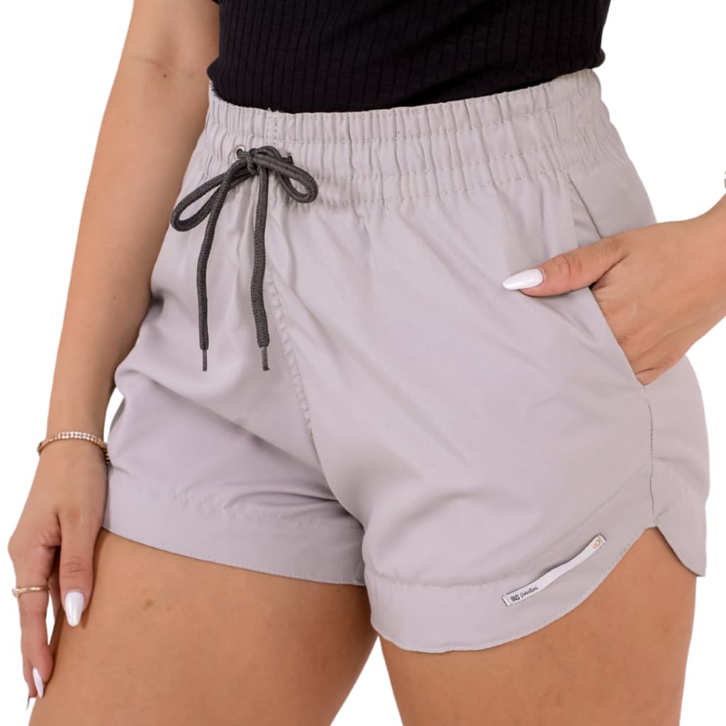 Short Feminino Curto Tactel Com Elastano Saída De Praia Piscina Academia Liso Moda Blogueira