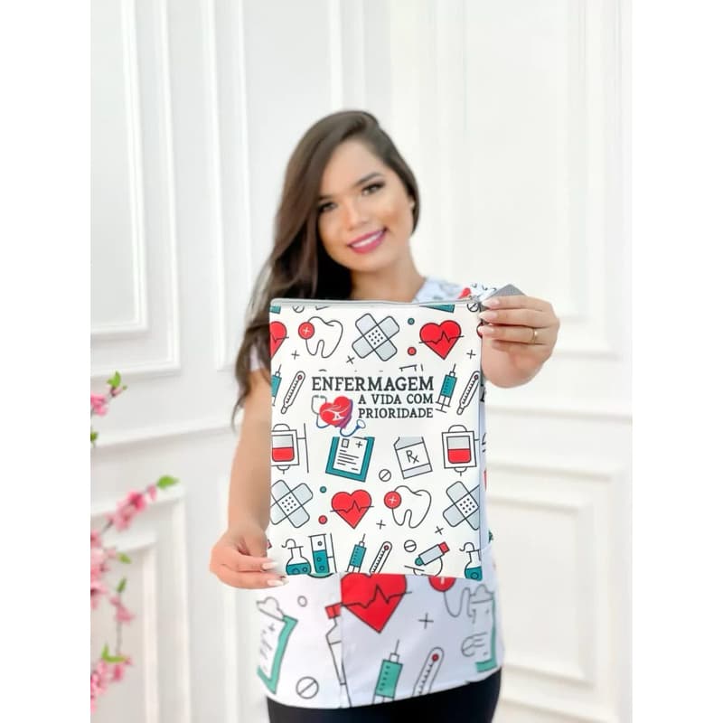 Porta Jaleco Bolsa Enfermagem Coração