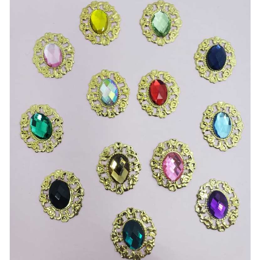 Kit Tags de Metal Dourada + Chatons 10x14mm 50 e 25 UNIDADES