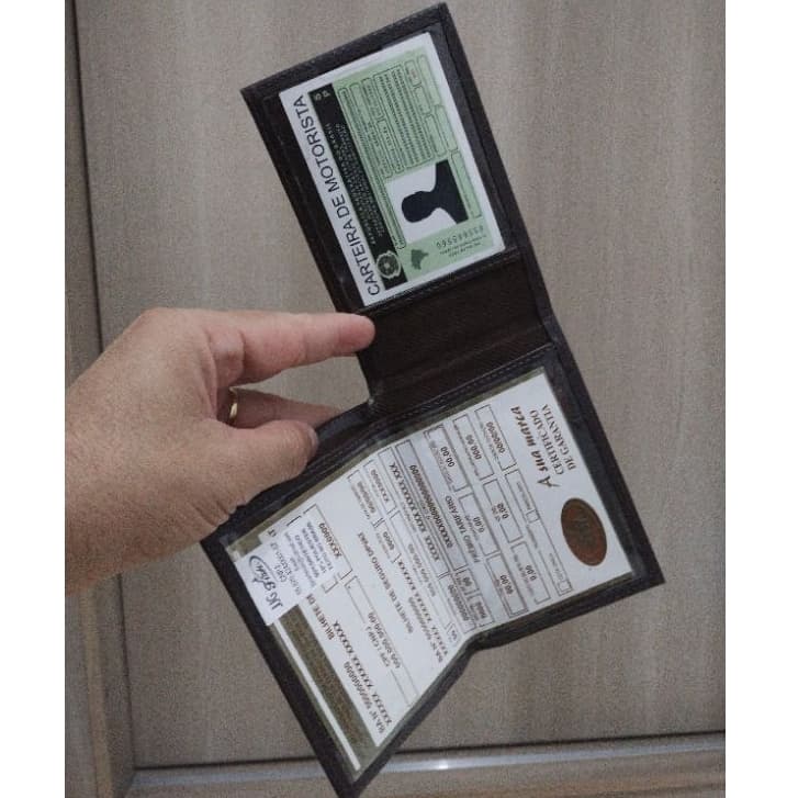 Porta Documento De Veiculo Couro Para Cnh,dinheiro
