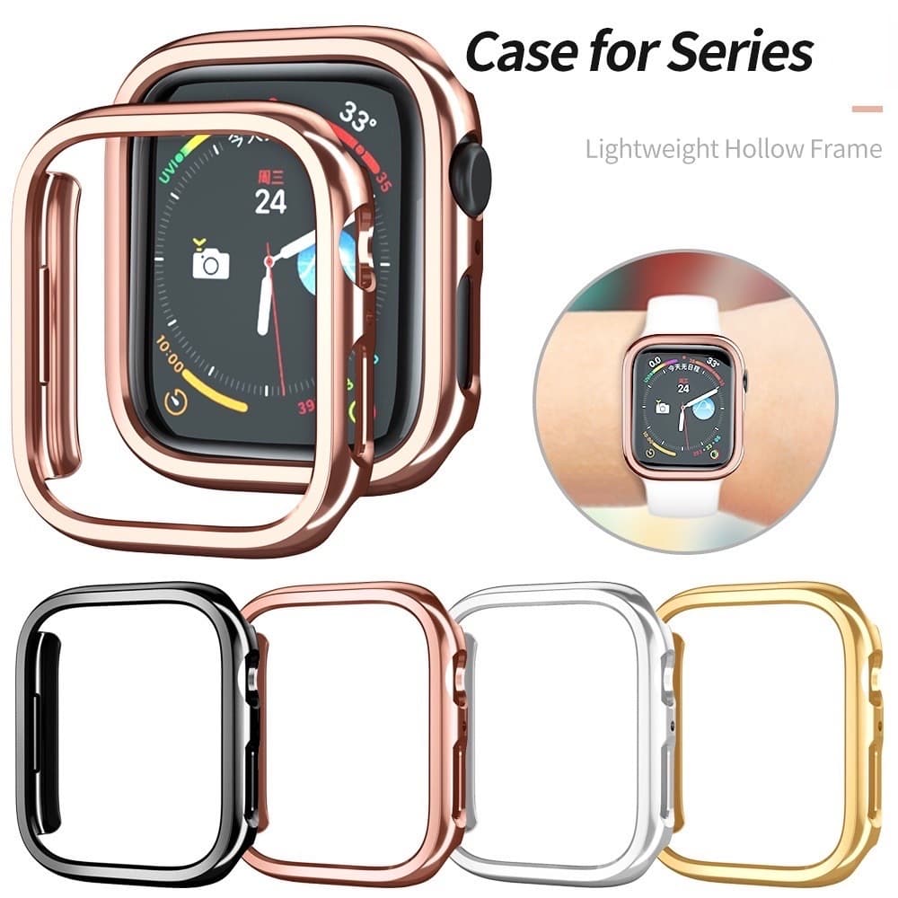 Capa Case Bumper Acrílica Para Apple Watch 38mm 40mm 41mm 42mm 44mm 45mm 49mm Watch 10 42mm 46mm Metálica