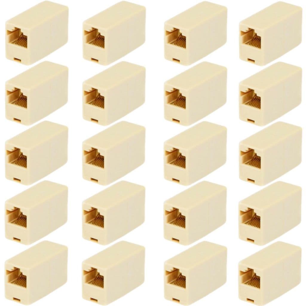 Kit 20 Adaptador Emenda Rj45 Femea P/ Cabo Rede Internet Lan