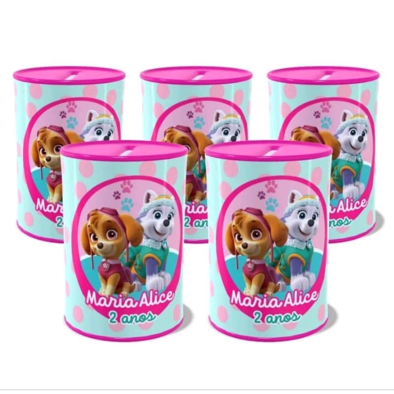 10 cofrinho personalizado skye patrulha canina