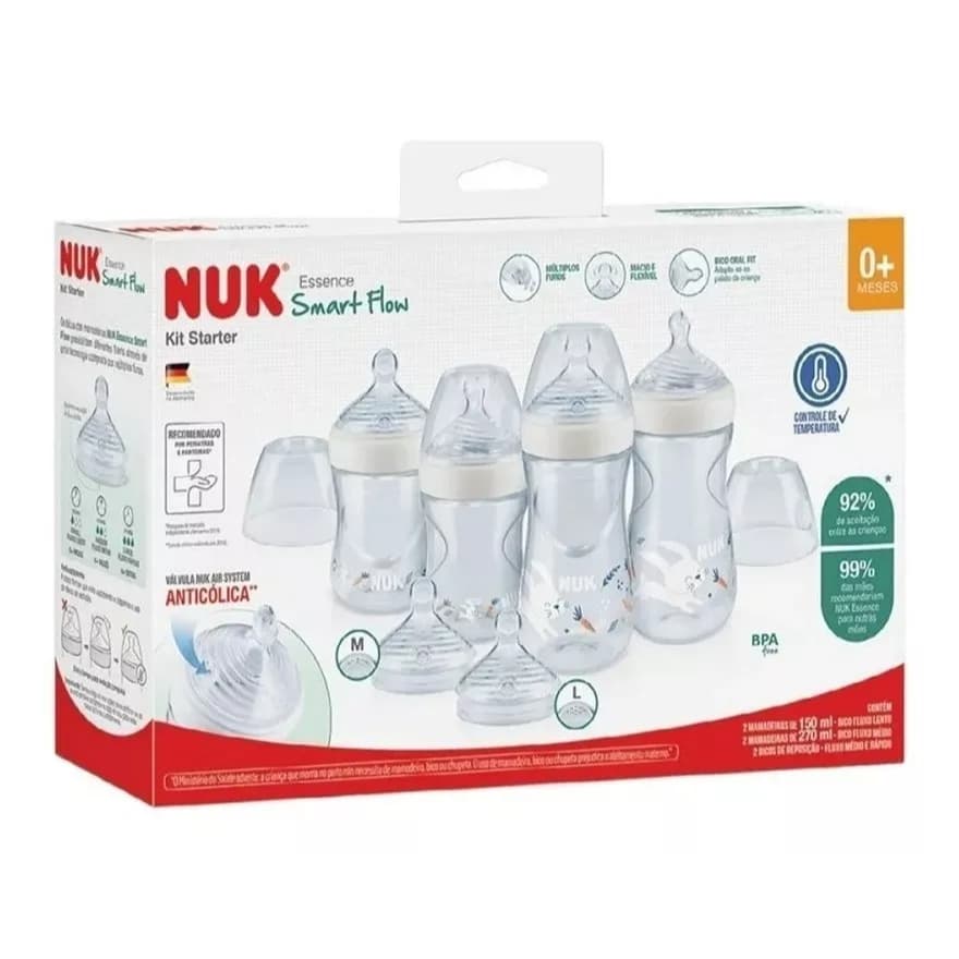 Kit 4 Mamadeiras Starter Smart Flow Recem Nascido - Nuk