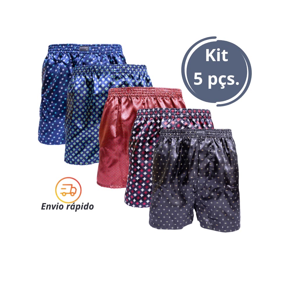 Kit 5 Samba Canção de Cetim Cores Estampada