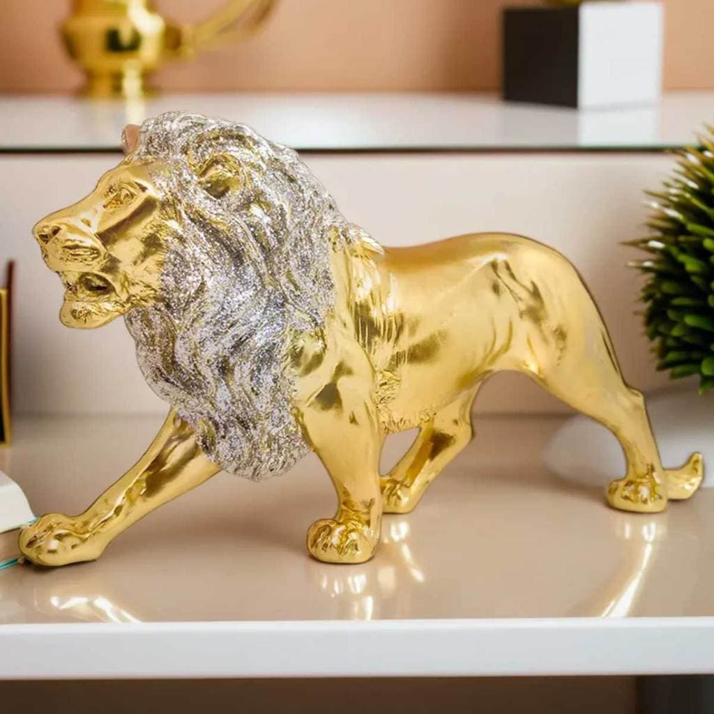 Leão Estatueta Decorativa Escultura Enfeite Mesa Estante Prateleira Decoração Sala Quarto Escritório