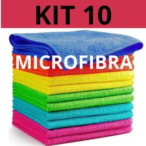 KIT 10 Panos de Limpeza Microfibra Alta absorção 30x30cm