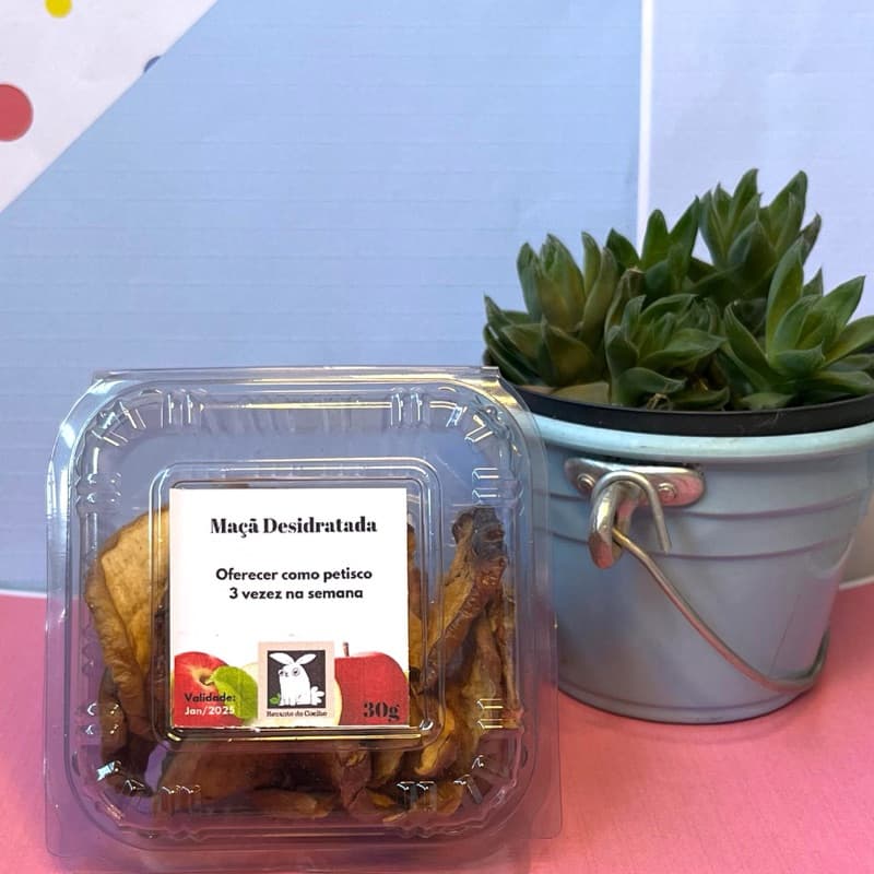 Petisco de Maçã Desidratada para Coelhos, Chinchila, Hamster e Porquinho da Índia - 30Gr