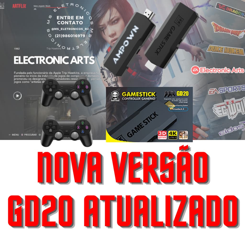 Game Stick GD20 256GB Original Ampown Versão Atualizada Nova Imagem + 2 Controles | Video-game Retro