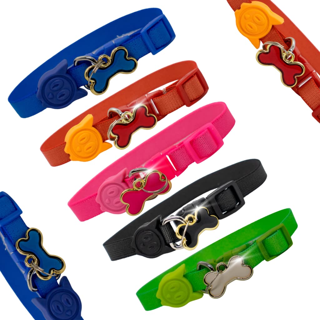 Coleira para gatos ajustável com fecho antienforcamento