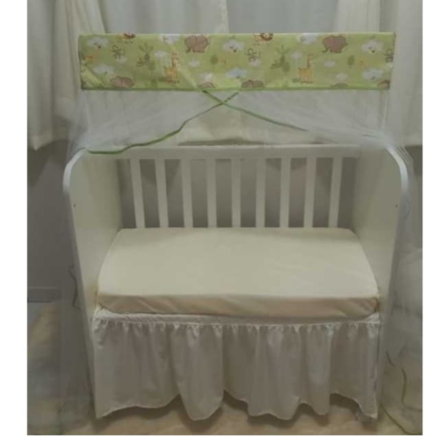 MOSQUITEIRO ( CORTINADO) PARA ** MINI BERÇO ** SAFARI VERDE BRANCO