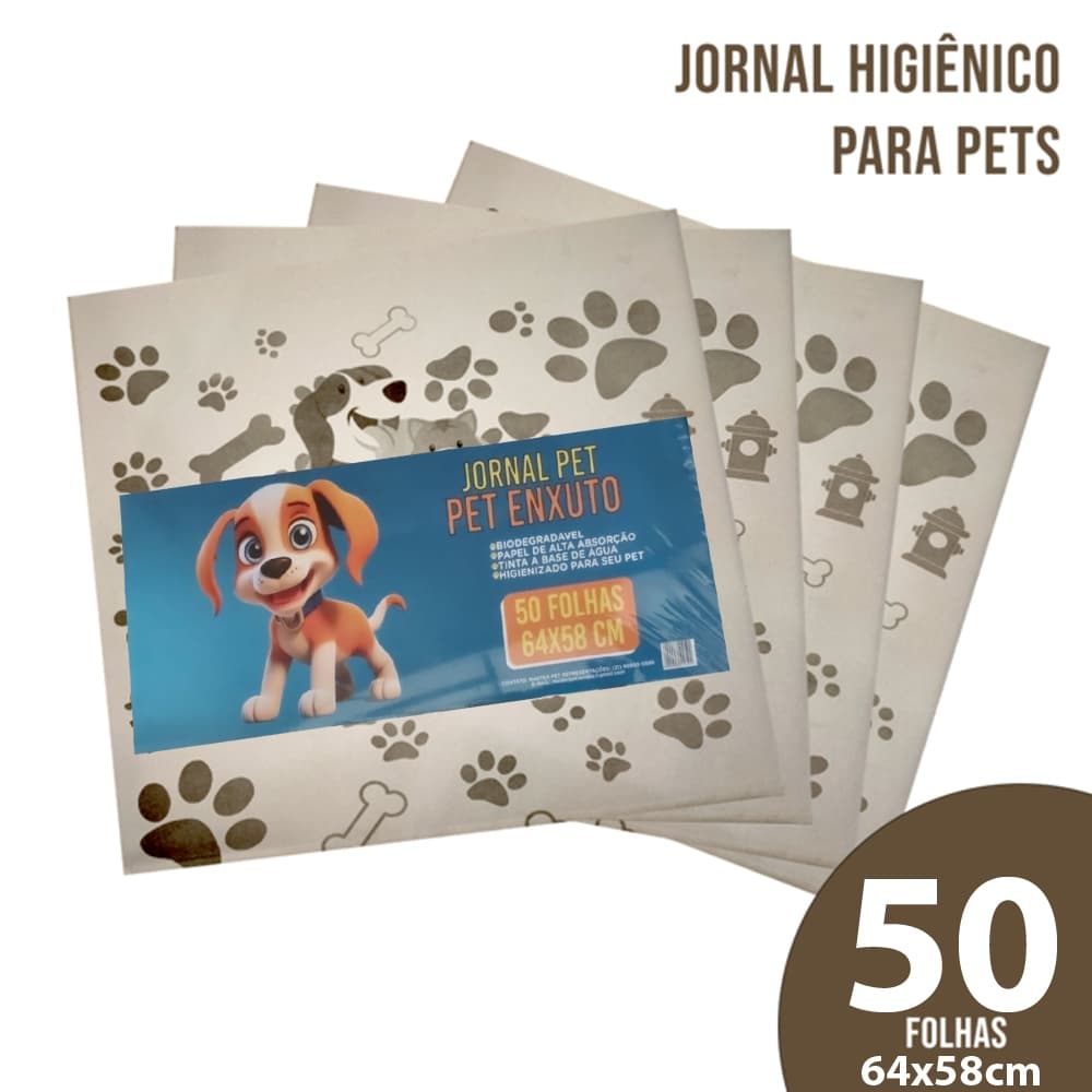 JORNAL PET BIODEGRADÁVEL TAPETE HIGIÊNICO 50 FOLHAS APROX. 1KG