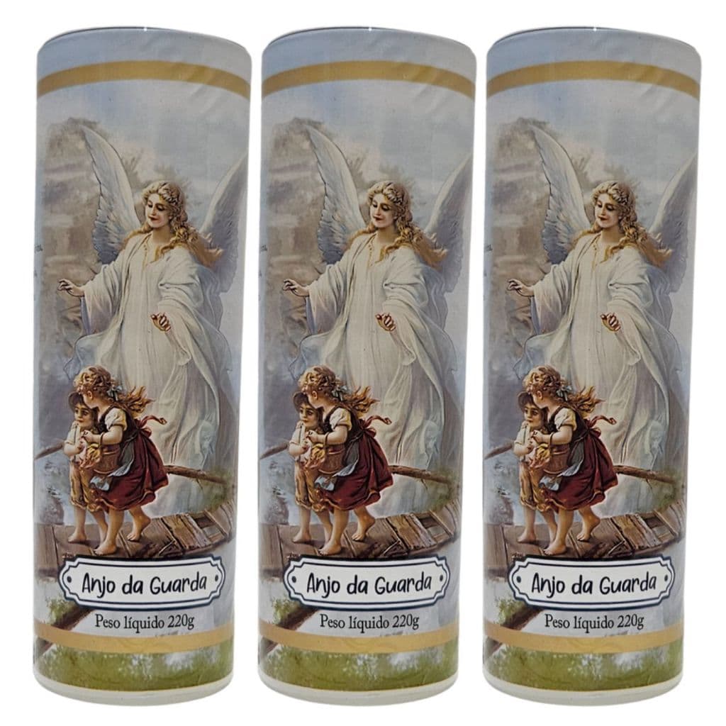 Velas Votiva 7 Dias Anjo Da Guarda 220g Capa Em PVC Ante Chamas Mais proteção a sua oração Novena