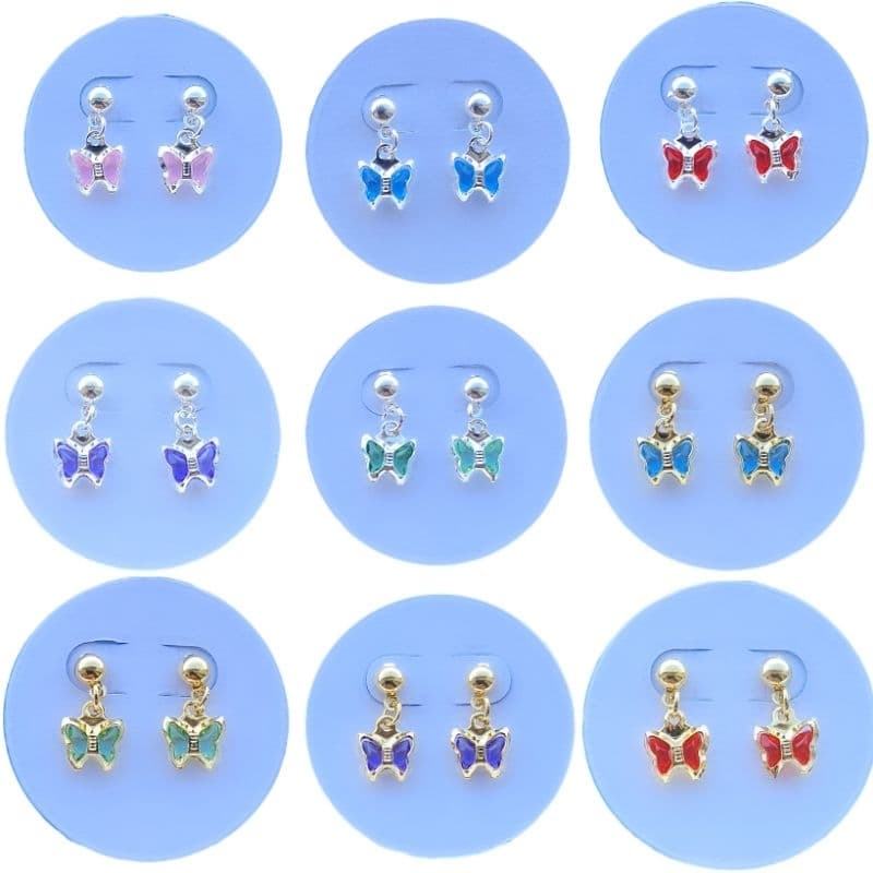 Brinco borboleta delicado infantil hipoalergênicos