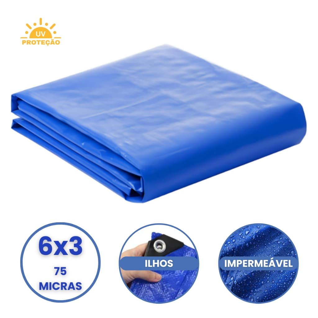Lona Plastica Cobertura Impermeavel Azul 6x3 Starfer