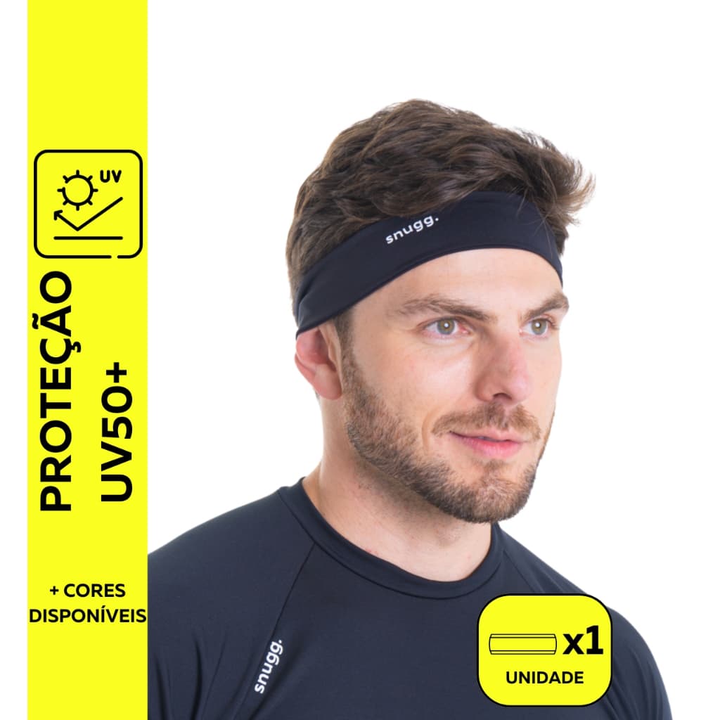Faixa Cabelo Headband Snugg Wear Elástica Proteção UV50+ Suor Corrida Ciclismo Beach Tennis Academia
