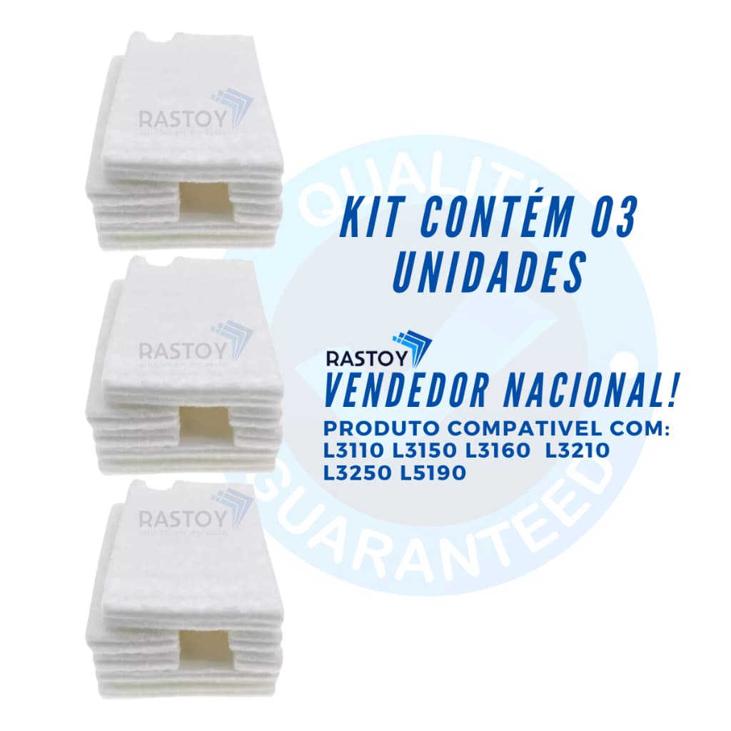 Kit 03 Feltro Almofada Esponja Absolvente Compatível Epson L3100 L3110 L3115 L3150 L3250 L5190 L5290