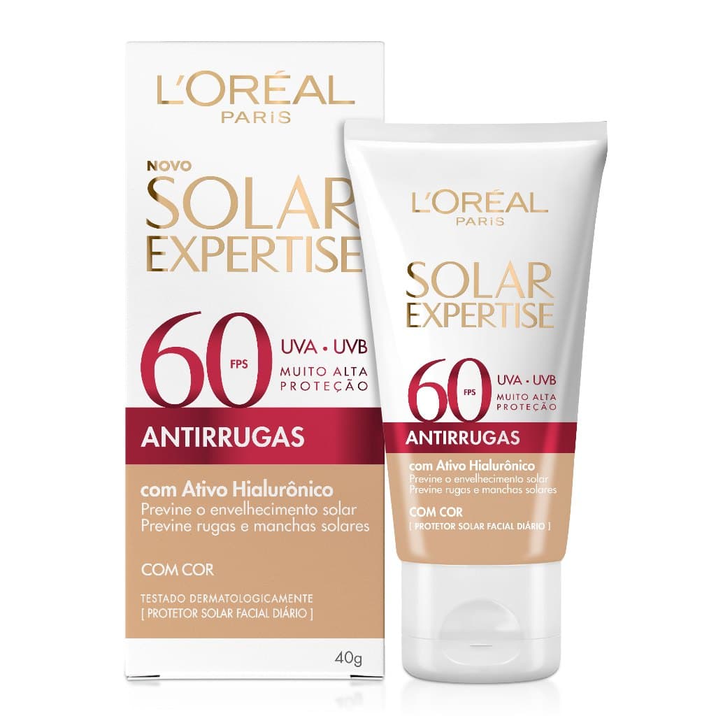 Protetor Solar Facial L'Oréal Paris Solar Expertise Antirrugas Fps 60 Com Cor 40G