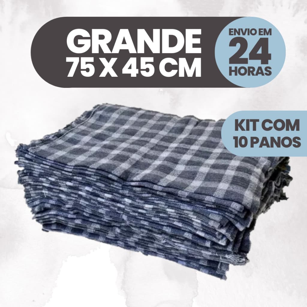 10 Panos de Chão Xadrez Grande Saco Duplo 75x45