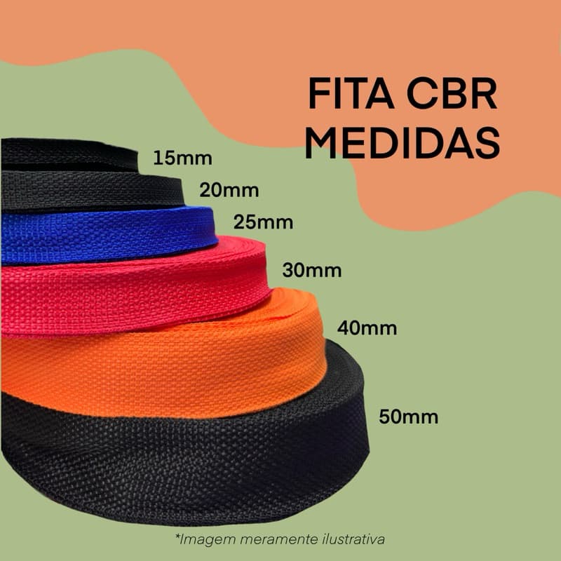 Fita CBR de nylon - rolo c/50 mts - varias cores e larguras - para bolsas e mochilas